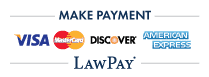 Make a payment with Law Pay. MasterCard, Visa, Discover and American Experess accepted